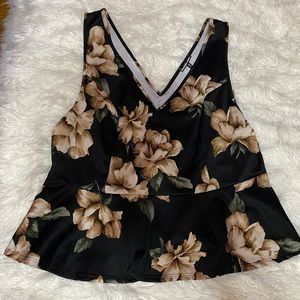 Black Flower Peplum Top